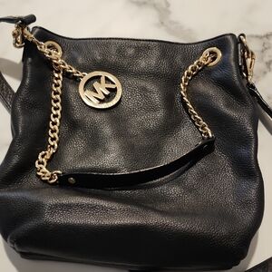 Michael Kors Black Shoulder Bag with Gold Chain